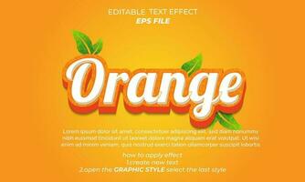Orange texte effet, typographie, 3d texte. vecteur modèle
