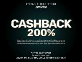 cashback texte effet typographie, 3d texte. vecteur modèle