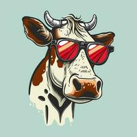 dessin animé vache portant cool des lunettes de soleil, vecteur agrafe art