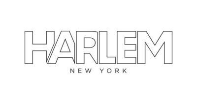 Harlem, Nouveau York, Etats-Unis typographie slogan conception. Amérique logo avec graphique ville caractères pour impression et la toile. vecteur