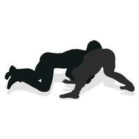 image de une silhouette de une lutteur athlète dans une combat pose. greco romain lutte, combattre, duel, lutte, martial art, esprit sportif vecteur