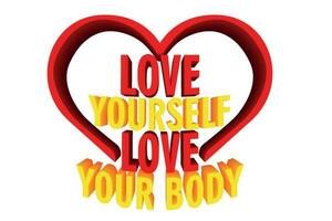3d citation conception à propos santé - l'amour toi même l'amour votre corps vecteur