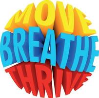 3d citation conception à propos santé - bouge toi respirer prospérer vecteur