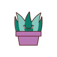 plante d'intérieur mignonne en icône de caractère kawaii pot vecteur