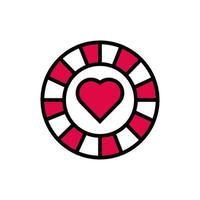 jeton de casino avec icône isolé coeur vecteur