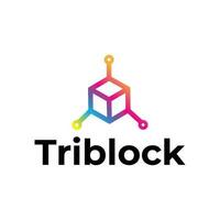 tribloc moderne blockchain logo conception vecteur