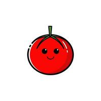 tomate icône avec une mignonne faciale expression vecteur