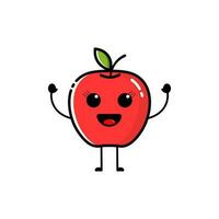 rouge Pomme Icônes avec mignonne expressions, pommes, rouge, mignon, drôle, Icônes, appartements, conceptions, etc. vecteur