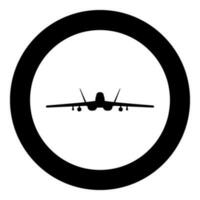 jet combattant bats toi avion moderne combat aviation avion de guerre militaire avion force aérienne icône dans cercle rond noir Couleur vecteur illustration image solide contour style