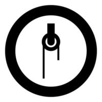 treuil avec corde poulie construction escalade bloquer équipement poulie icône dans cercle rond noir Couleur vecteur illustration image solide contour style