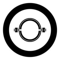 métal serrer avec caoutchouc bande tuyau icône dans cercle rond noir Couleur vecteur illustration image solide contour style