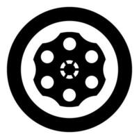 le tambour de le revolver icône dans cercle rond noir Couleur vecteur illustration image solide contour style