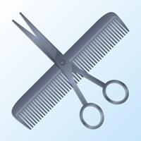 Concept de barbier de ciseaux et peigne réaliste de vecteur