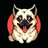 mignonne chien tête mascotte logo pour esport. mignonne chien T-shirt conception. mignonne chien logo. mignonne chien autocollant vecteur