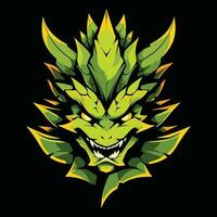 vert dragon tête mascotte logo pour esport. vert dragon T-shirt conception. vert dragon logo. vert dragon autocollant vecteur