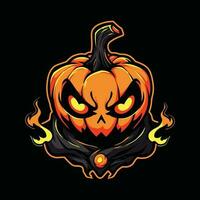 citrouille Halloween mascotte logo pour esport. citrouille Halloween T-shirt conception. citrouille Halloween logo. citrouille Halloween autocollant vecteur