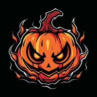 citrouille Halloween mascotte logo pour esport. citrouille Halloween T-shirt conception. citrouille Halloween logo. citrouille Halloween autocollant vecteur