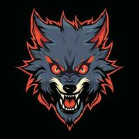 Loup mascotte logo pour esport. Loup T-shirt conception. Loup logo. Loup autocollant vecteur