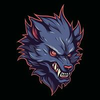 Loup mascotte logo pour esport. Loup T-shirt conception. Loup logo. Loup autocollant vecteur