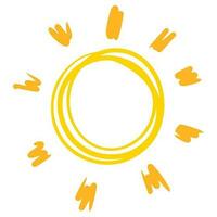 style de croquis de doodle d'illustration dessinée à la main de dessin animé de soleil pour la conception de concept. vecteur