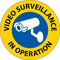 Avis de surveillance vidéo en fonctionnement signe fond blanc vecteur