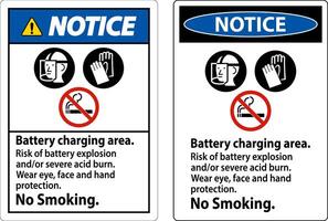 remarquer signe batterie mise en charge zone, risque de batterie explosion ou sévère acide brûler, non fumeur vecteur