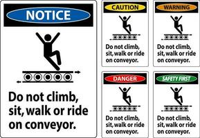 danger signe faire ne pas montée asseoir marcher ou balade sur convoyeur vecteur