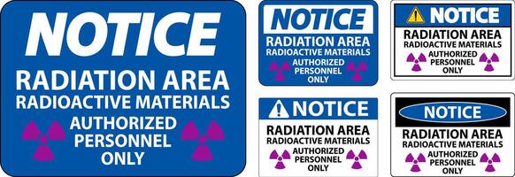 radiation remarquer signe mise en garde radiation zone, radioactif matériaux, autorisé personnel seulement vecteur