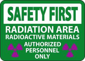 radiation sécurité premier signe mise en garde radiation zone, radioactif matériaux, autorisé personnel seulement vecteur