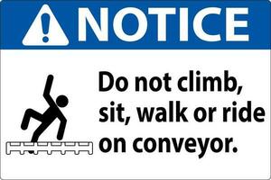 remarquer étiquette faire ne pas grimper, s'asseoir, marcher ou balade sur convoyeur vecteur