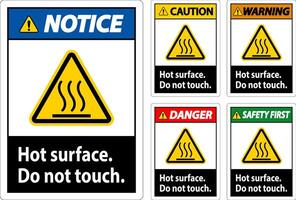 mise en garde sécurité étiquette chaud surface, faire ne pas toucher vecteur