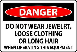 danger signe faire ne pas porter bijoux, ample Vêtements ou longue cheveux lorsque en fonctionnement cette équipement vecteur