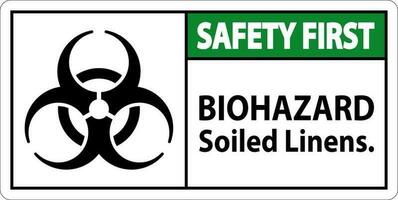Danger biologique sécurité premier étiquette Danger biologique souillé linge de maison vecteur