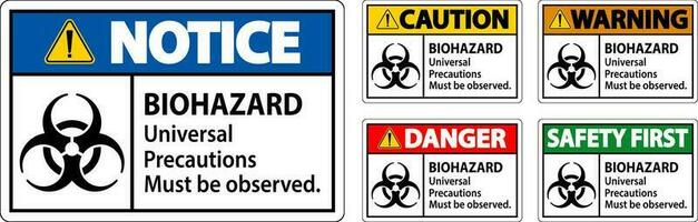 Danger biologique avertissement étiquette Danger biologique universel précautions doit être observé vecteur