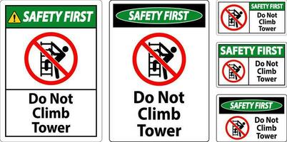 sécurité premier signe faire ne pas montée la tour sur blanc Contexte vecteur