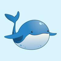 mignonne dessin animé baleine isolé sur une bleu Contexte. vecteur illustration.