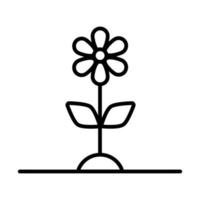 icône de style de ligne de plante de croissance de fleurs vecteur