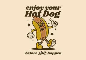 ancien mascotte personnage de Hot-dog avec citation conception vecteur