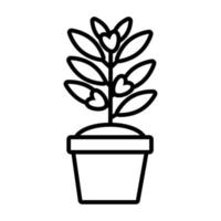 plante de croissance dans l'icône de style de ligne de pot en céramique vecteur