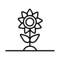 icône de style de ligne de plante de croissance de fleurs vecteur