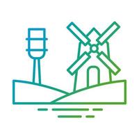 icône de style dégradé bâtiment moulin à vent vecteur