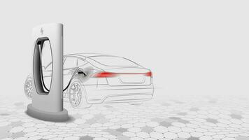 électrique voiture à mise en charge gare. abstrait électrique Puissance chargeur ev nettoyer énergie alternative énergie électrique chargeur concept. électronique véhicule Puissance Dock. vecteur illustration.