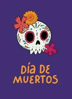 dia de muertos carte, affiche, bannière, invitation, imprimer, etc décoré avec griffonnages de crâne et fleurs. eps dix vecteur