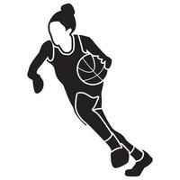 basketball les filles pose-solide vecteur