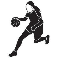 basketball les filles pose-solide vecteur