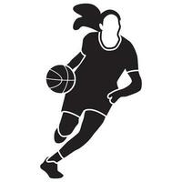 basketball les filles pose-solide vecteur