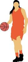 aux femmes pose dribble basketball joueur vecteur
