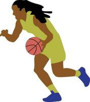 aux femmes pose dribble basketball joueur vecteur