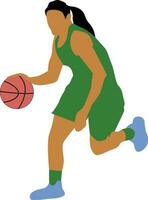 aux femmes pose dribble basketball joueur vecteur