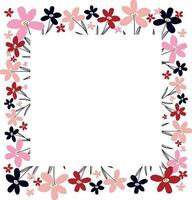 carré Créatif vibrant floral cadre, brillant Cadre avec fleurs sauvages dans juteux couleurs. vecteur